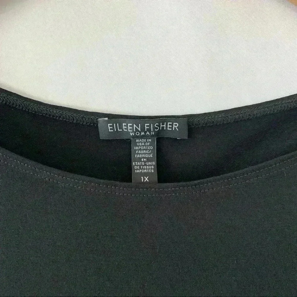 Eileen Fisher black long sleeve midi shift dress - Picture 3 of 6